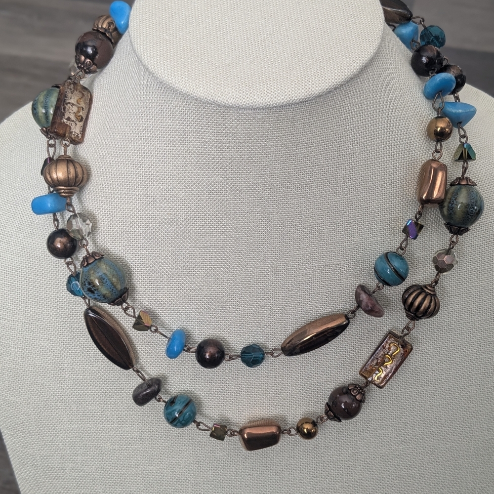 Mixed Bead Long Necklace Boho